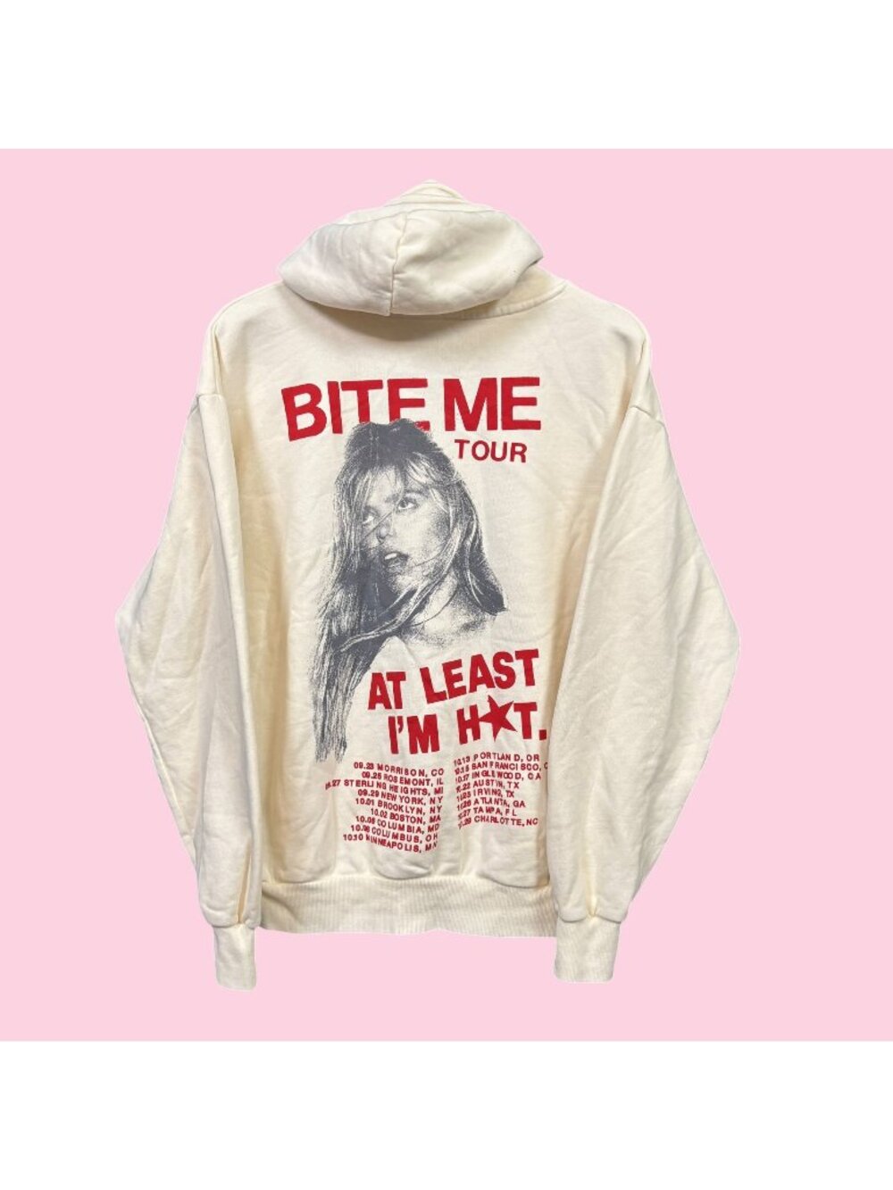 Renee Rapp Bite Me Tour At Least I'm Hot Oversized Zip-Up Hoodie M